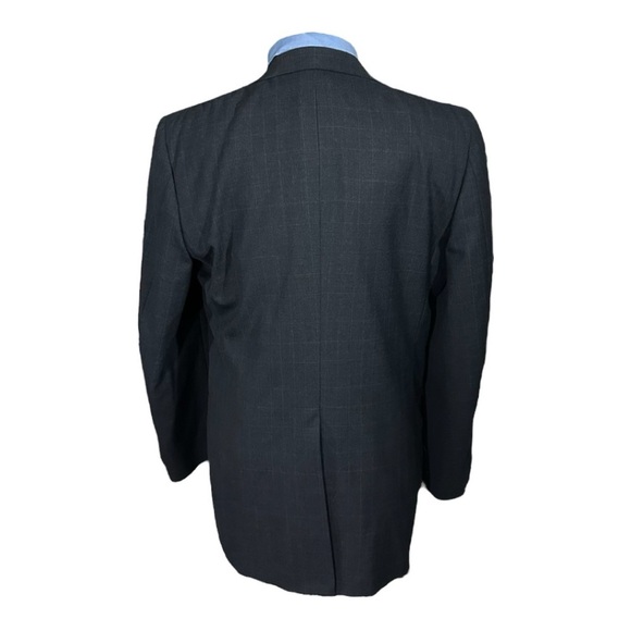 Kuppenheimer Made in USA Smoky Blue Plaid 100% Wool 2 Button Suit Jacket Sz 44L - Picture 7 of 15